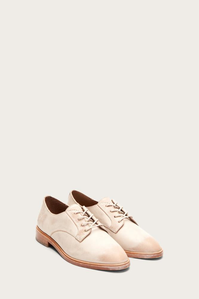 Frye Women EMERY OXFORD WHITE FULL GRAIN BRUSH OFF