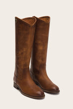 Load image into Gallery viewer, Frye Women MELISSA BUTTON TALL 2 COGNAC/WASHED ANT PULL-UP