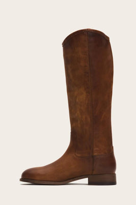 Frye Women MELISSA BUTTON TALL 2 WIDE CALF COGNAC/WASHED ANTIQUE PULL UP