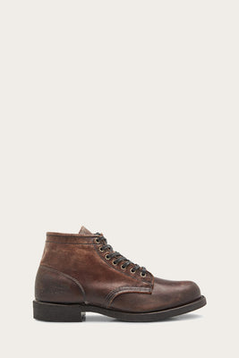 Frye Mens PRISON BOOT DK BROWN/STONEWASH PULLUP