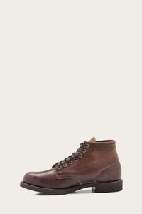 Frye Mens PRISON BOOT DK BROWN/STONEWASH PULLUP