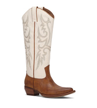 Load image into Gallery viewer, FRYE AND CO WOMEN IRLENE TALL DECO STITCH OFF WHITE/CARAMEL/BROWN