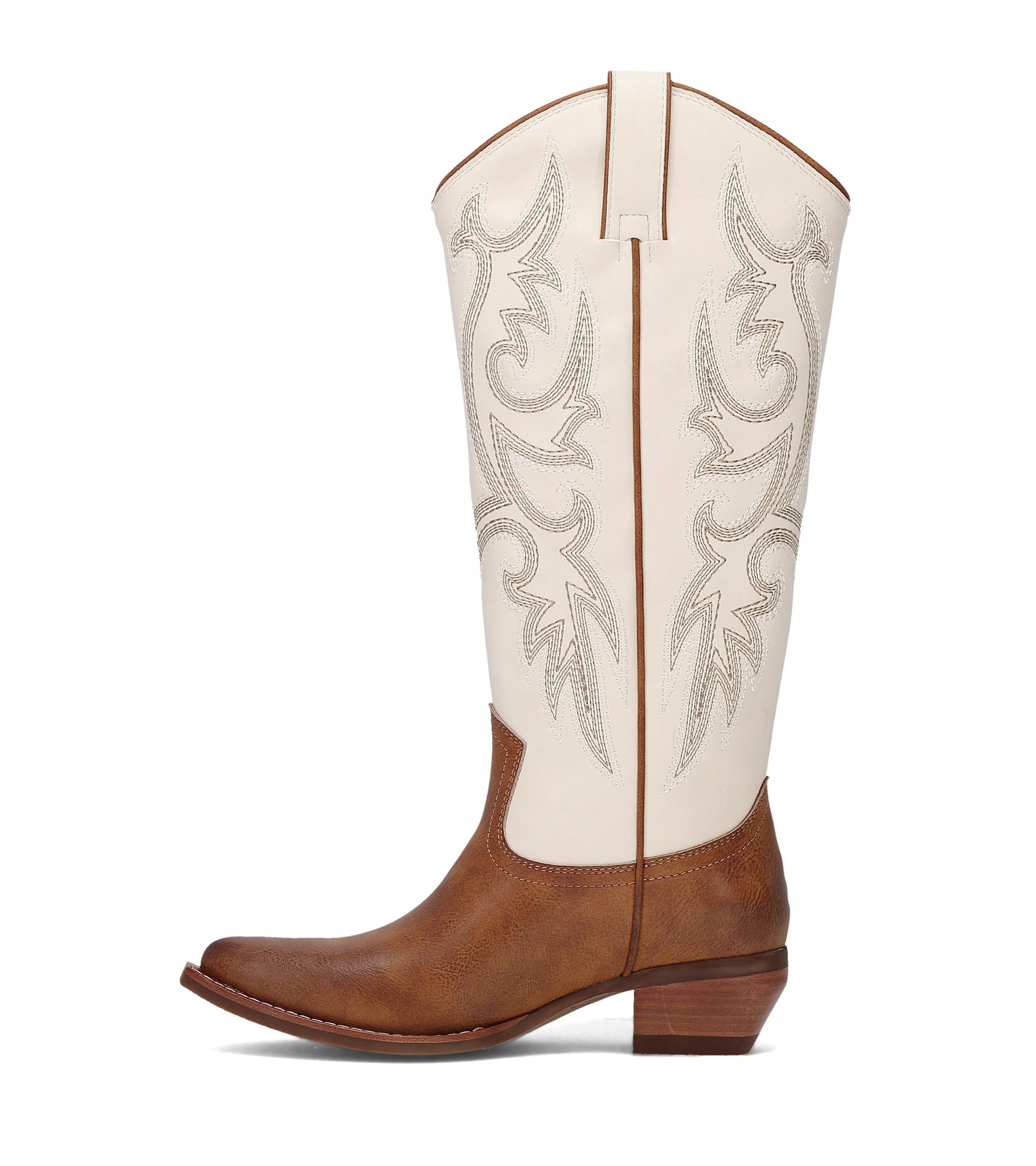 FRYE AND CO WOMEN IRLENE TALL DECO STITCH OFF WHITE/CARAMEL/BROWN