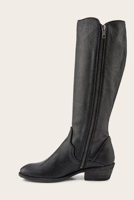 Frye Women CARSON PIPING TALL BLACK/SOFT TUMBLED LEATHER