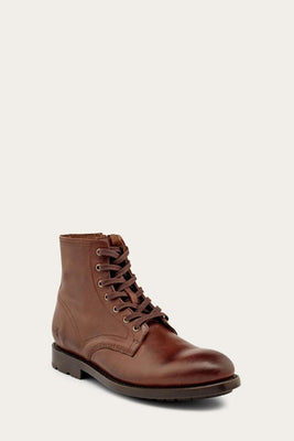 Frye Mens BOWERY LACE UP BROWN/CRUST VEG LEATHER