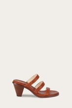 Load image into Gallery viewer, Frye Women ESTELLE STRAPPY SLIDE COGNAC/OYSTER LEATHER