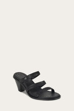 Load image into Gallery viewer, Frye Women ESTELLE STRAPPY SLIDE BLACK/OYSTER LEATHER