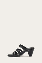 Load image into Gallery viewer, Frye Women ESTELLE STRAPPY SLIDE BLACK/OYSTER LEATHER