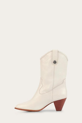 Frye Women JUNE WESTERN WHITE/NAKED COW LEATHER