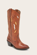 Load image into Gallery viewer, Frye Women SHELBY DECO STITCH PULL ON CARAMEL/VINTAGE