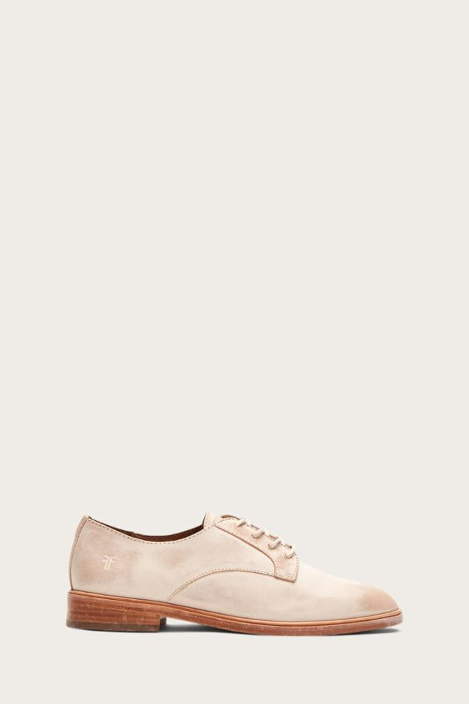 Frye Women EMERY OXFORD WHITE FULL GRAIN BRUSH OFF