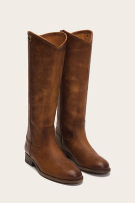 Frye Women MELISSA BUTTON TALL 2 COGNAC/WASHED ANT PULL-UP