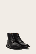 Load image into Gallery viewer, Frye Mens SETH CAP TOE LACE UP BLACK/OILED PULL UP