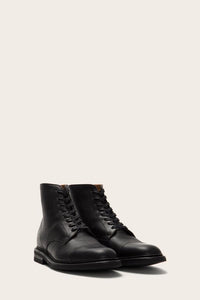 Frye Mens SETH CAP TOE LACE UP BLACK/OILED PULL UP