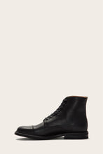 Load image into Gallery viewer, Frye Mens SETH CAP TOE LACE UP BLACK/OILED PULL UP