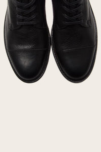 Frye Mens SETH CAP TOE LACE UP BLACK/OILED PULL UP